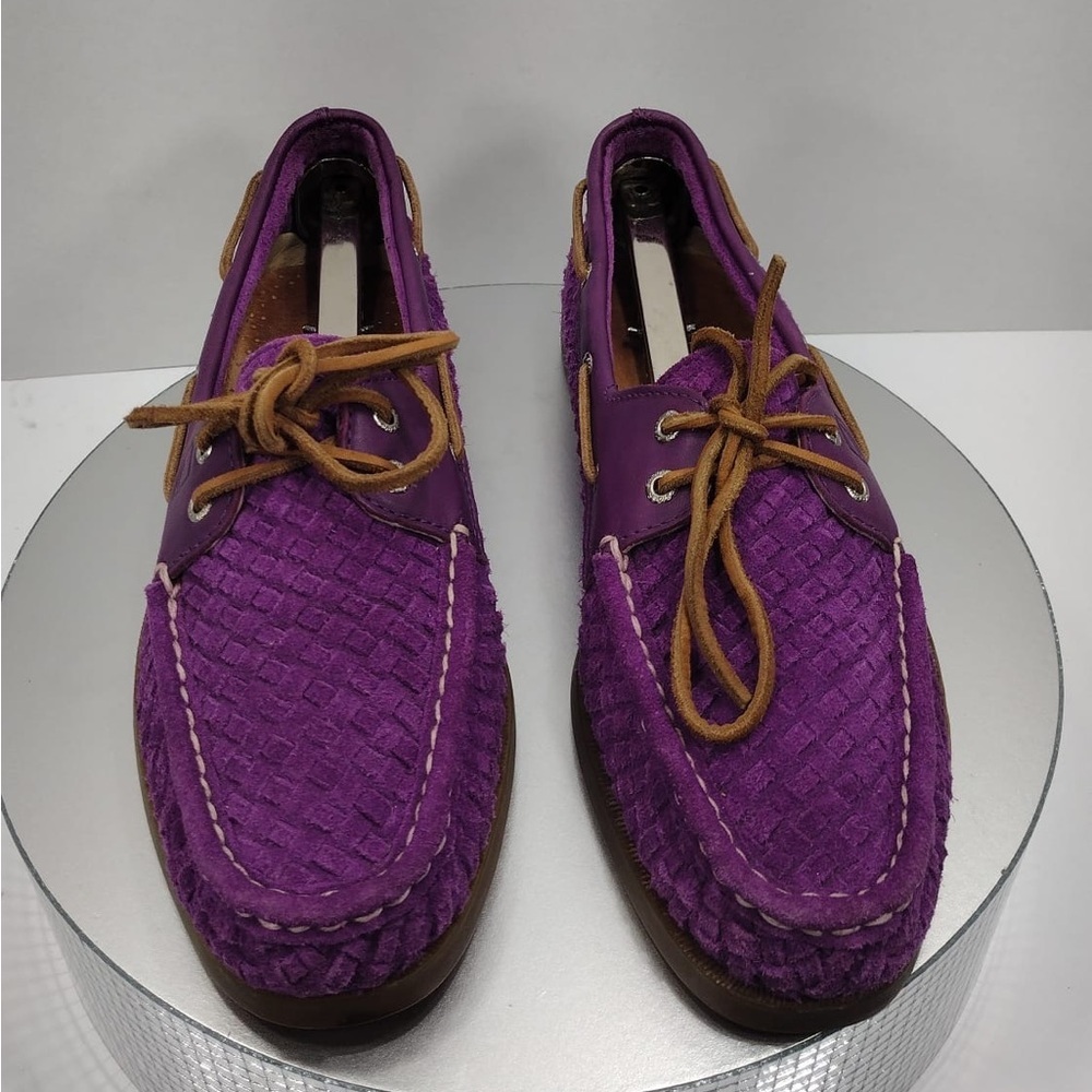 Sperry Purple Woven Loafers with Brown Laces size 11 pre owned Exellent c